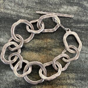 Unisex Vibrations Hammered Silver Bracelet. New with tags from Sundance.